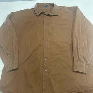 Cutter & Buck Men's 3XB Brown Cotton Twill Long Sleeve Button Down Shirt